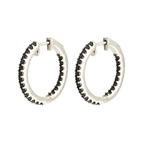 925 Sterling Silver Black Spinel Huggie Earrings