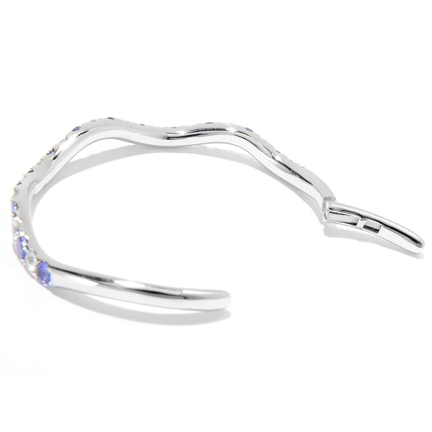 Sterling Silver Tanzanite, White Zircon Gemstone Bangle For Women's And Girls