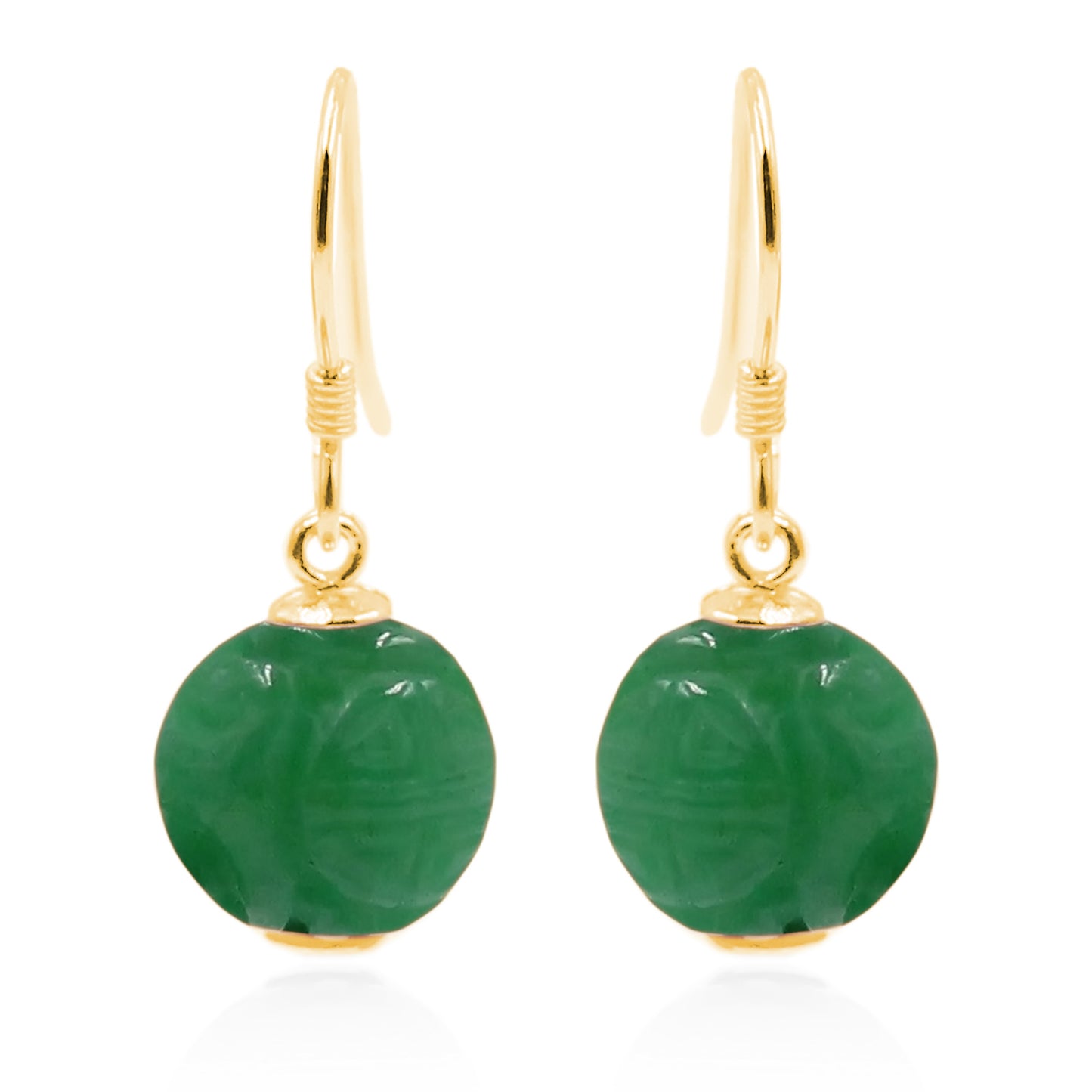 Yellow Over 925 Sterling Silver Dyed Green Jade Dangle Earrings
