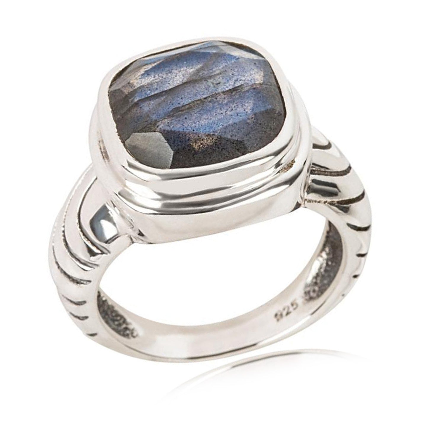 925 Sterling Silver Labradorite Gemstone Solitaire Rings