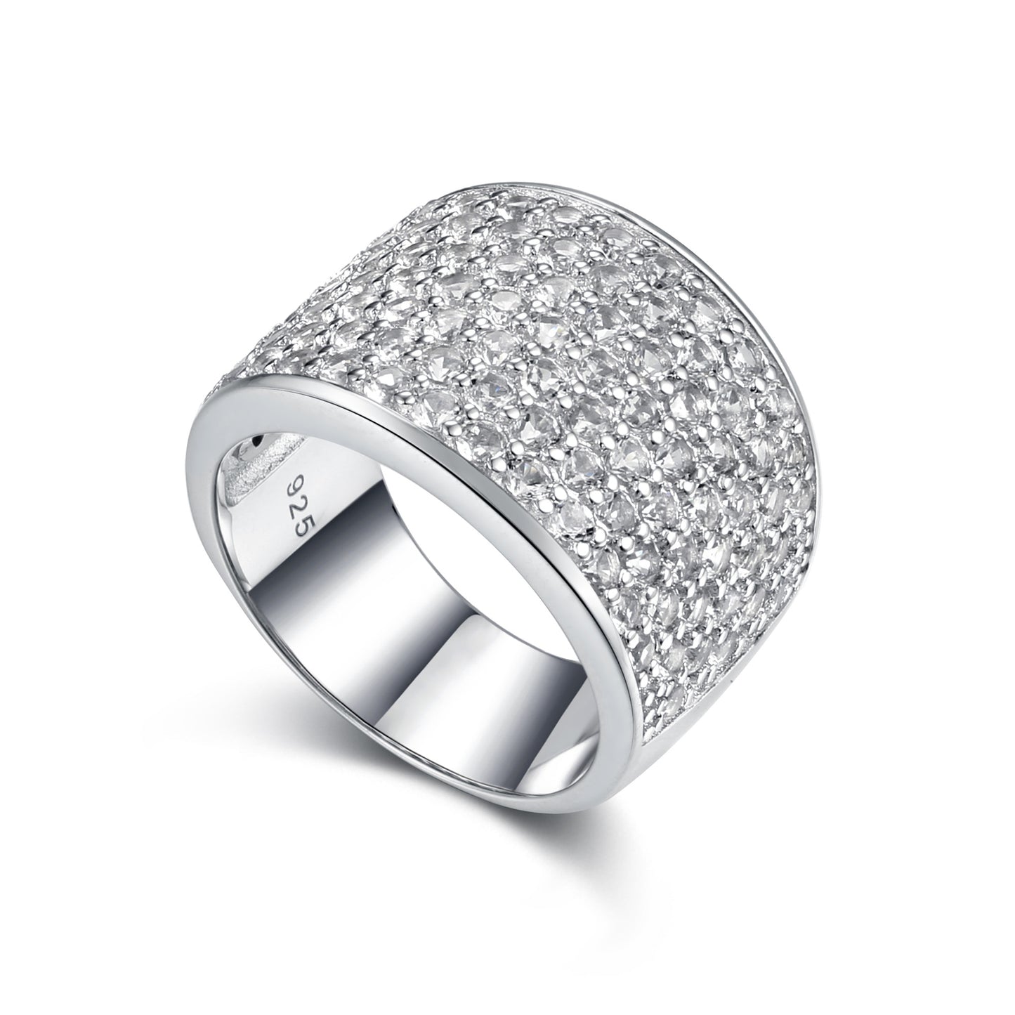 925 Sterling Silver White Topaz Gemstone Band Rings