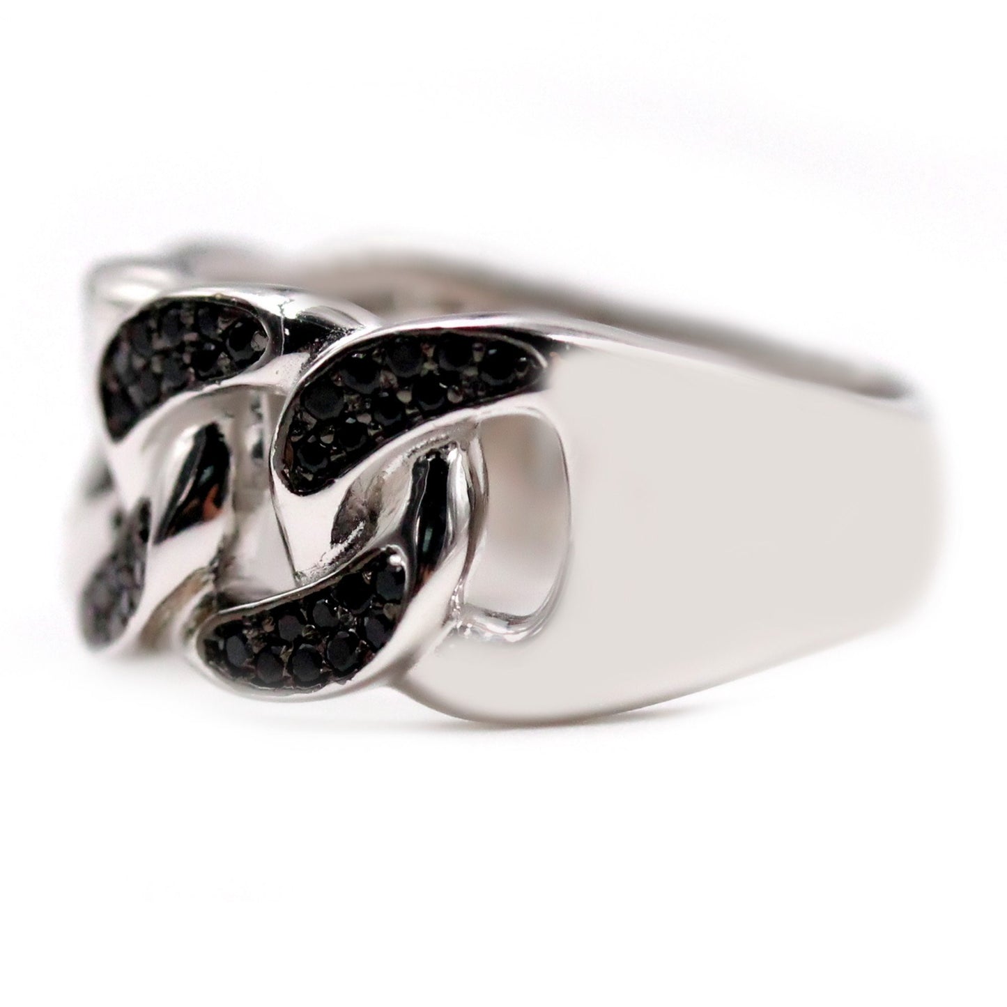925 Sterling Silver Black Spinel Gemstone Band Ring