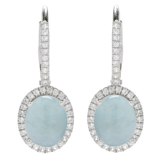 925 Sterling Silver Milky Aquamarine Dangle & Drop Earrings