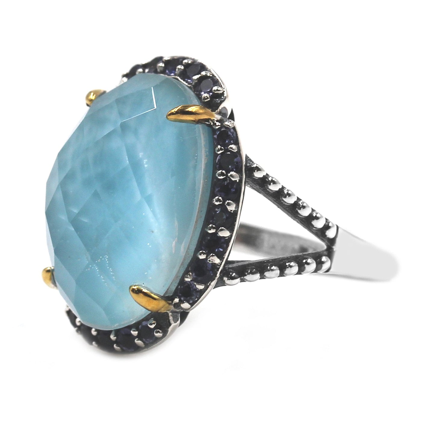 925 Sterling Silver Green Agate and Tsavorite Gemstone Solitaire Ring