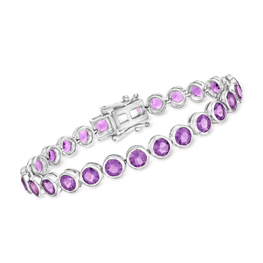 925 Sterling Silver African Amethyst Tennis Bracelets