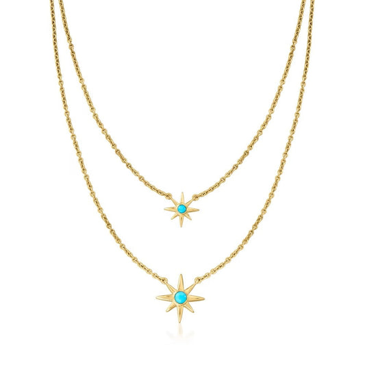 18k Yellow Gold Over Sterling Silver Sleeping Beauty Turquoise Gemstone Necklaces