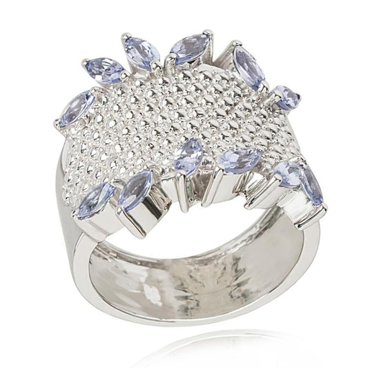 Sterling Silver Tanzanite Gemstone Classic Ring For Womens