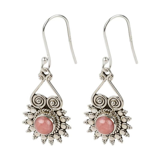 925 Sterling Silver Pink Opal Dangle Earring - Pinctore