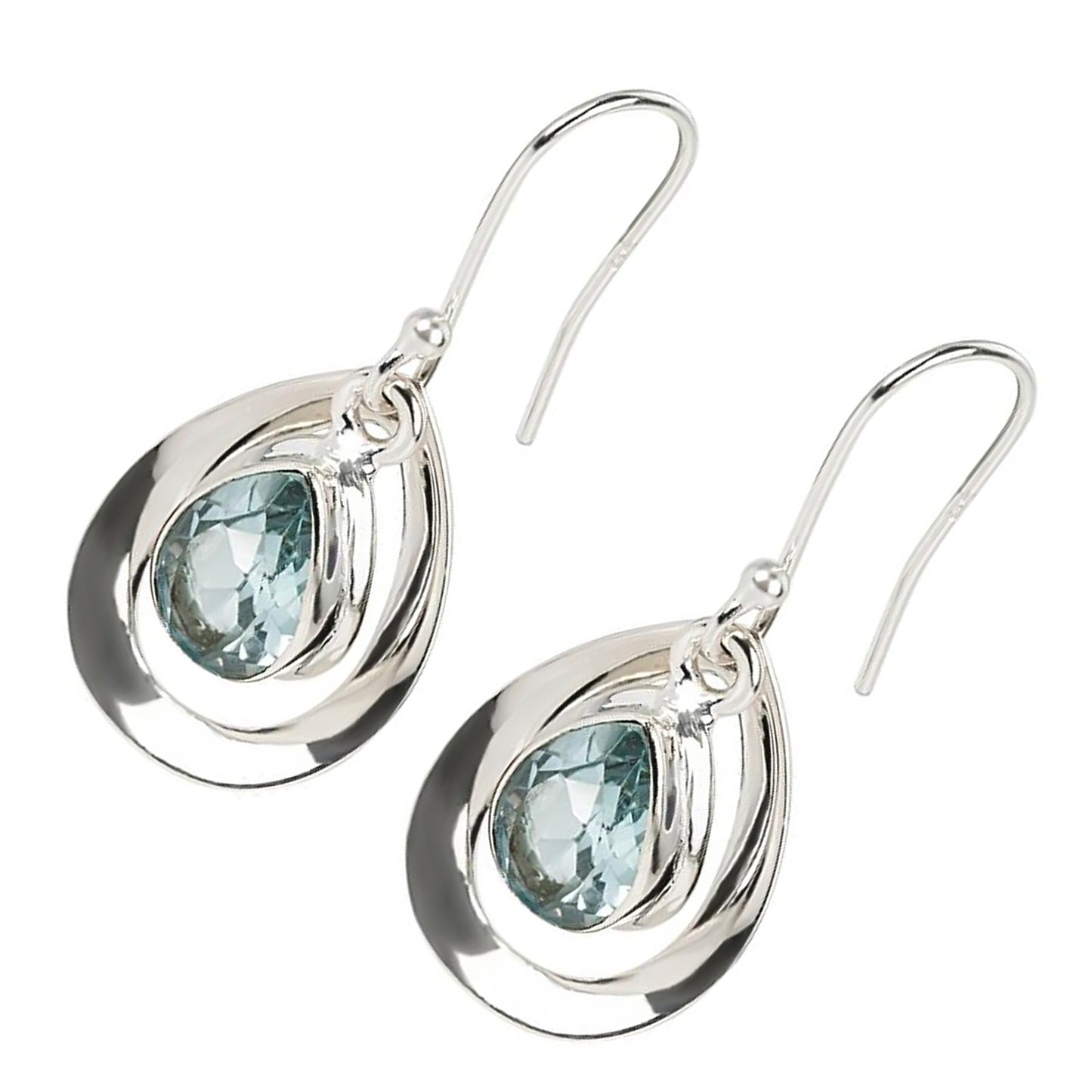 925 Sterling Silver Sky Blue Topaz Dangle Earring - Pinctore