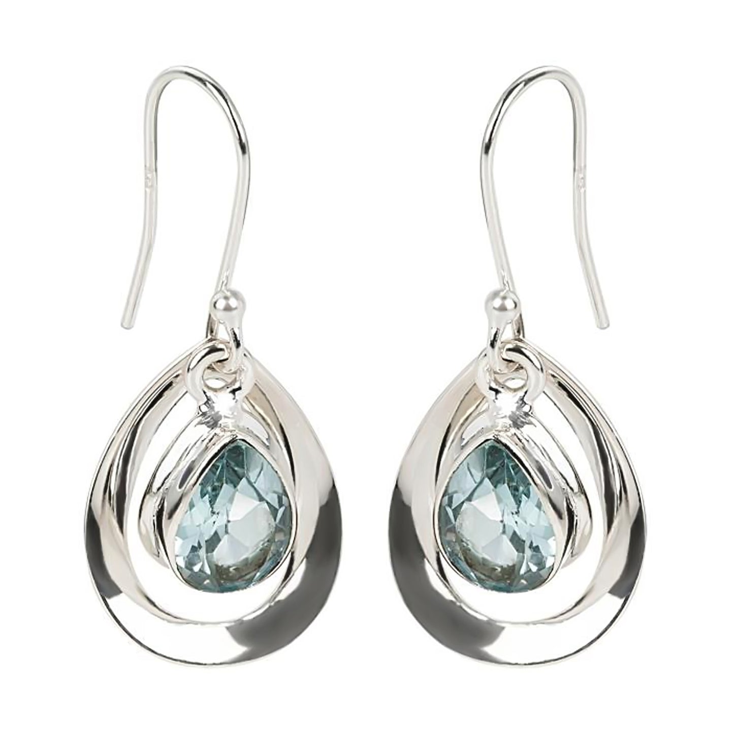 925 Sterling Silver Sky Blue Topaz Dangle Earring - Pinctore