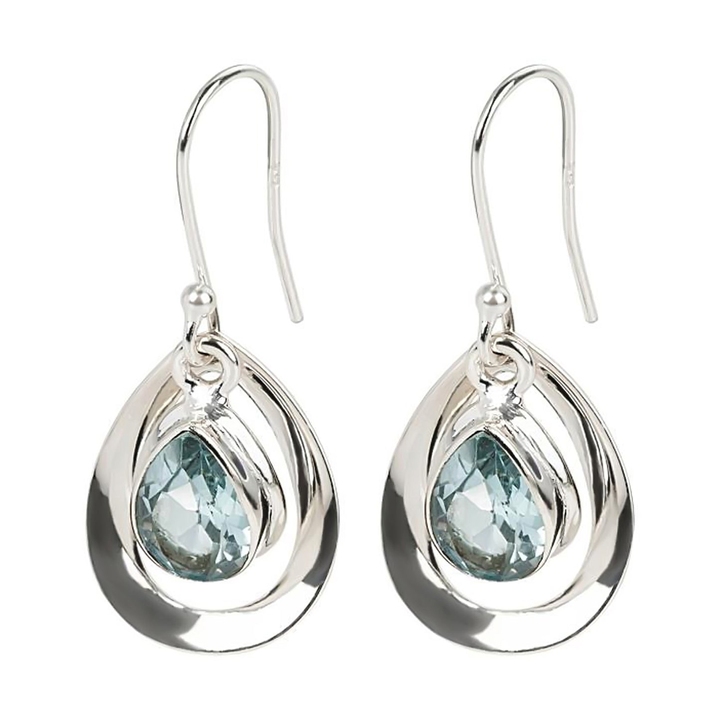 925 Sterling Silver Sky Blue Topaz Dangle Earring - Pinctore