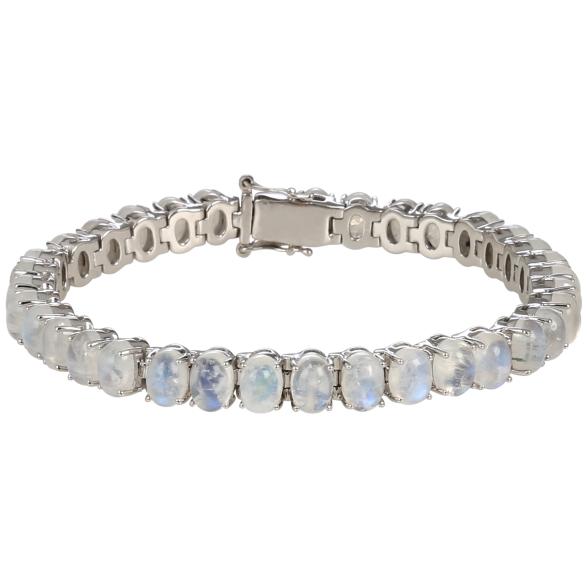 Sterling Silver 925 Rainbow Moonstone Bracelet - Pinctore