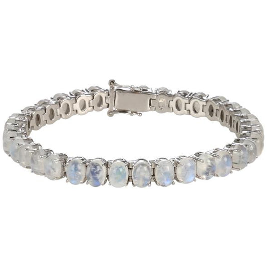 Sterling Silver 925 Rainbow Moonstone Bracelet - Pinctore