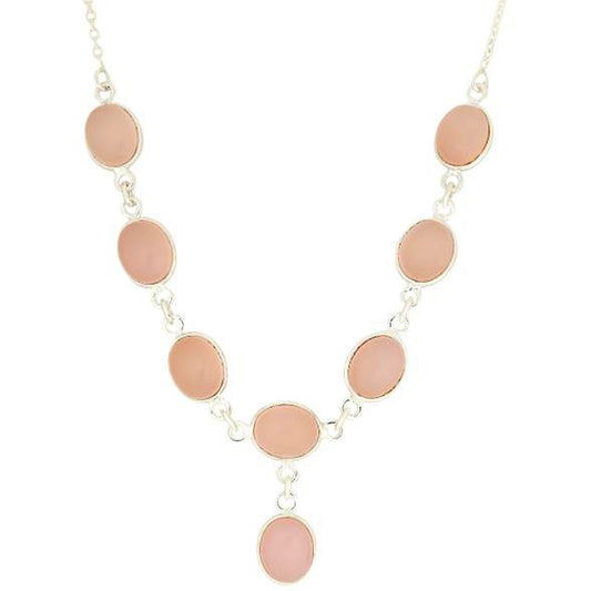 Sterling Silver 925 Rose Agate Necklace - Pinctore