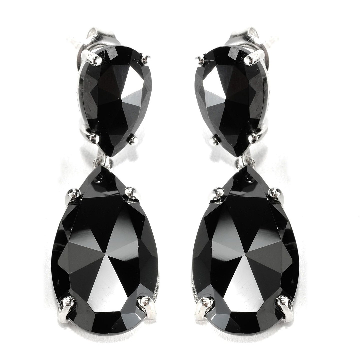 Sterling Silver 925 Black Spinel Dangle Earring - Pinctore