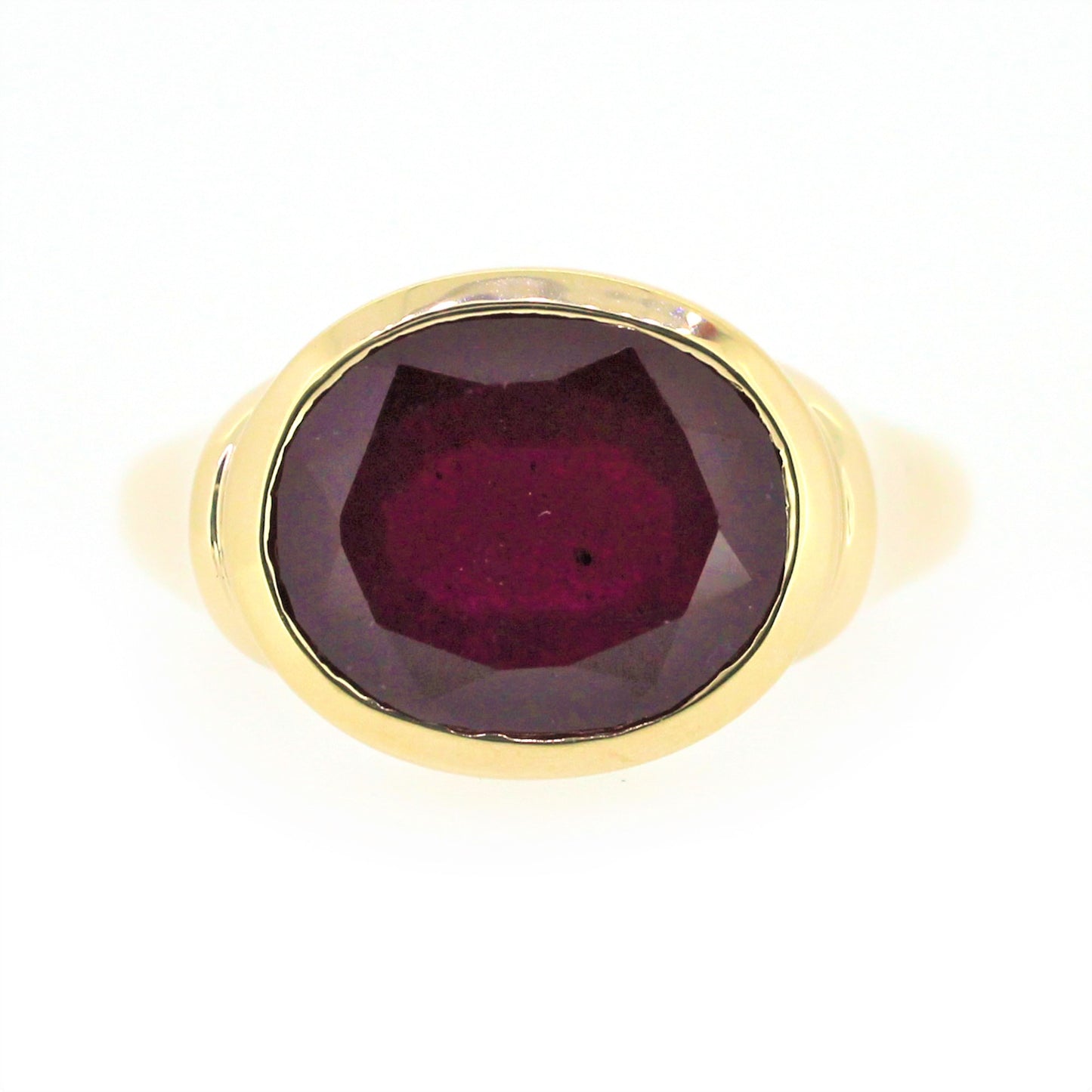 14kt Yellow Gold Glass Filled Ruby Ring - Pinctore