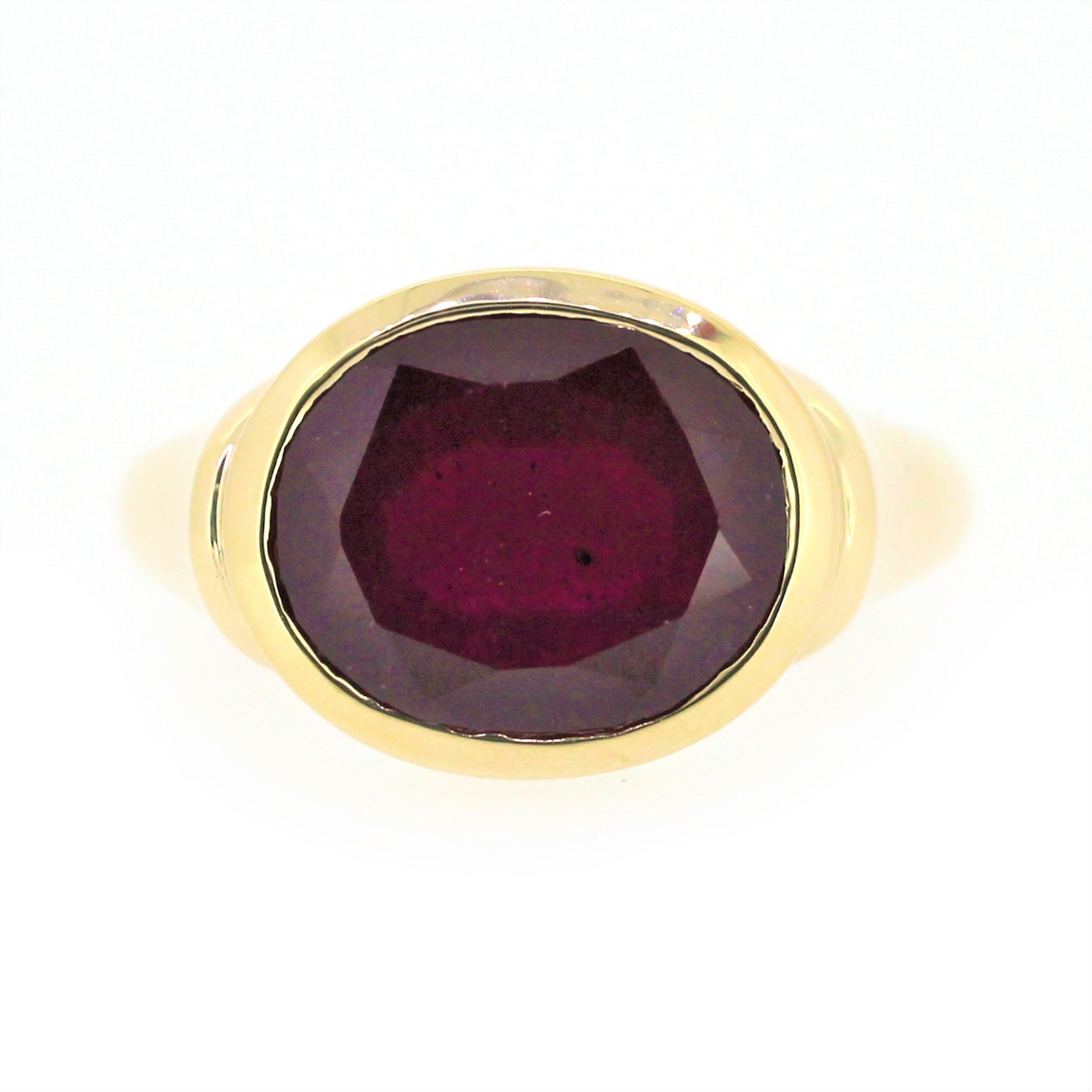 14kt Yellow Gold Glass Filled Ruby Ring - Pinctore