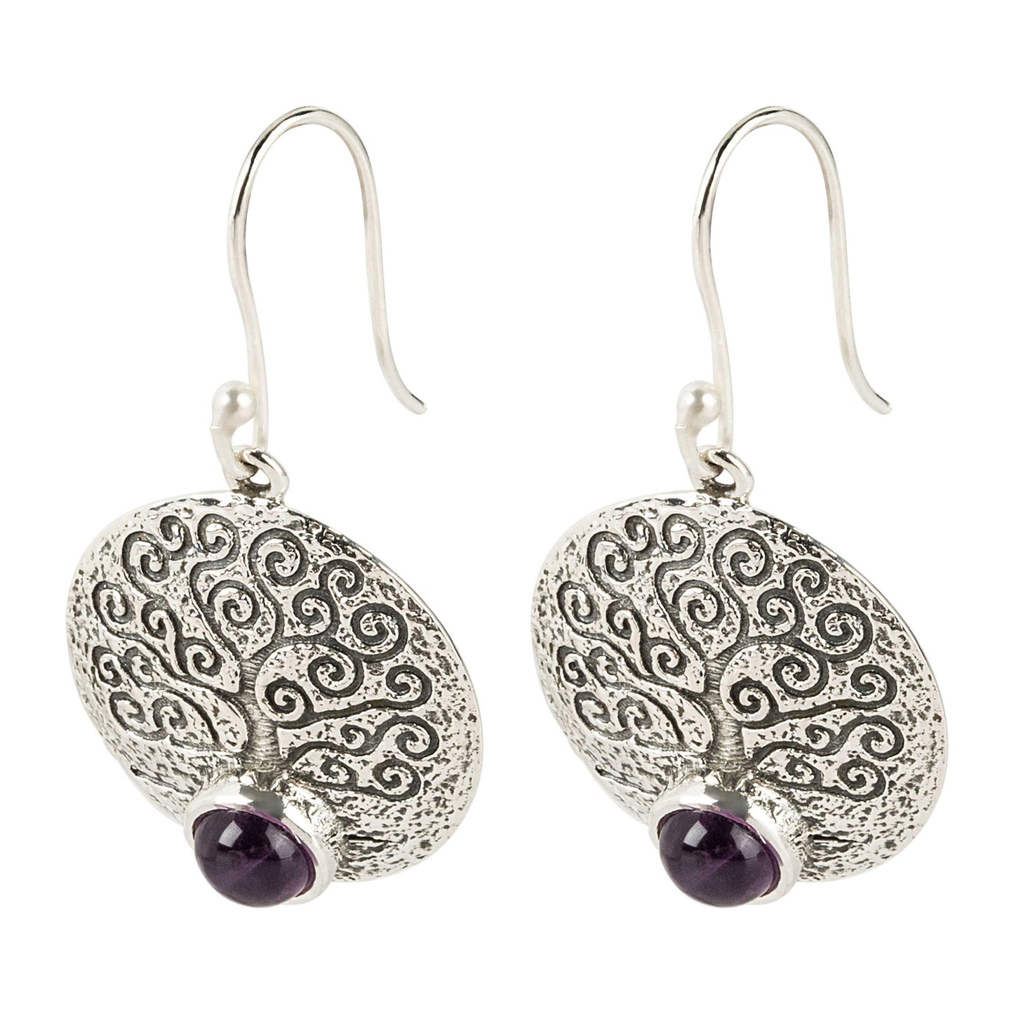 925 Sterling Silver African Amethyst Dangle Earring - Pinctore