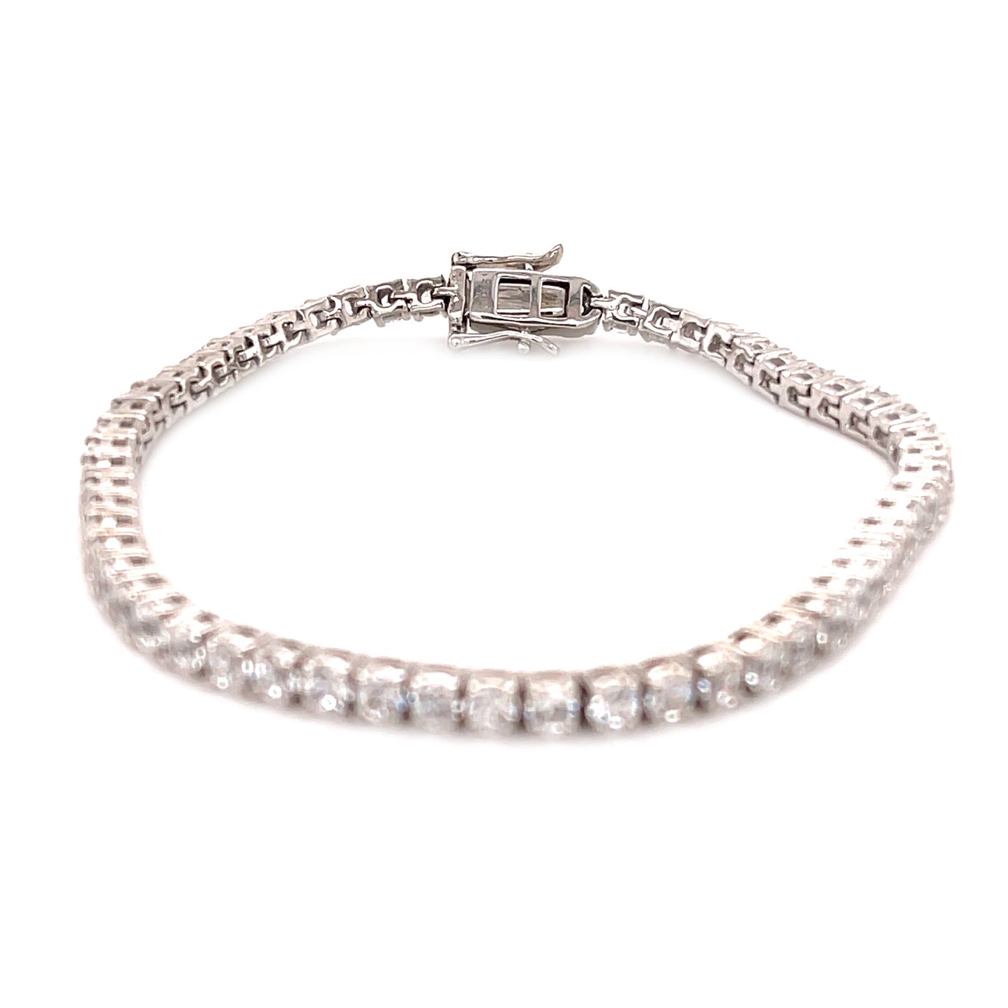 925 Sterling Silver White Natural Zircon Bracelet - Pinctore