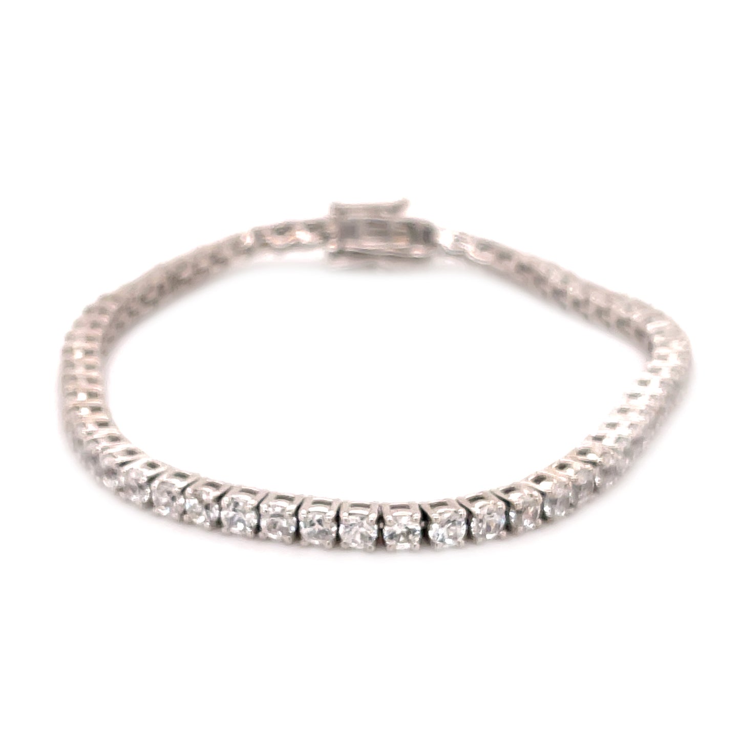 925 Sterling Silver White Natural Zircon Bracelet - Pinctore