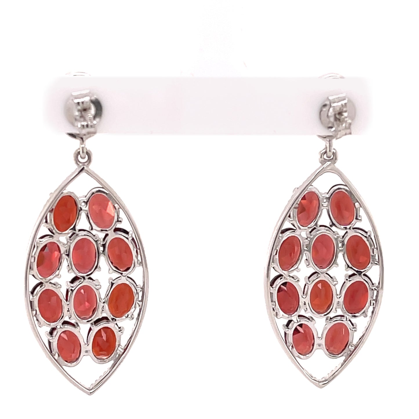 925 Sterling Silver Red Garnet Dangle Earring - Pinctore