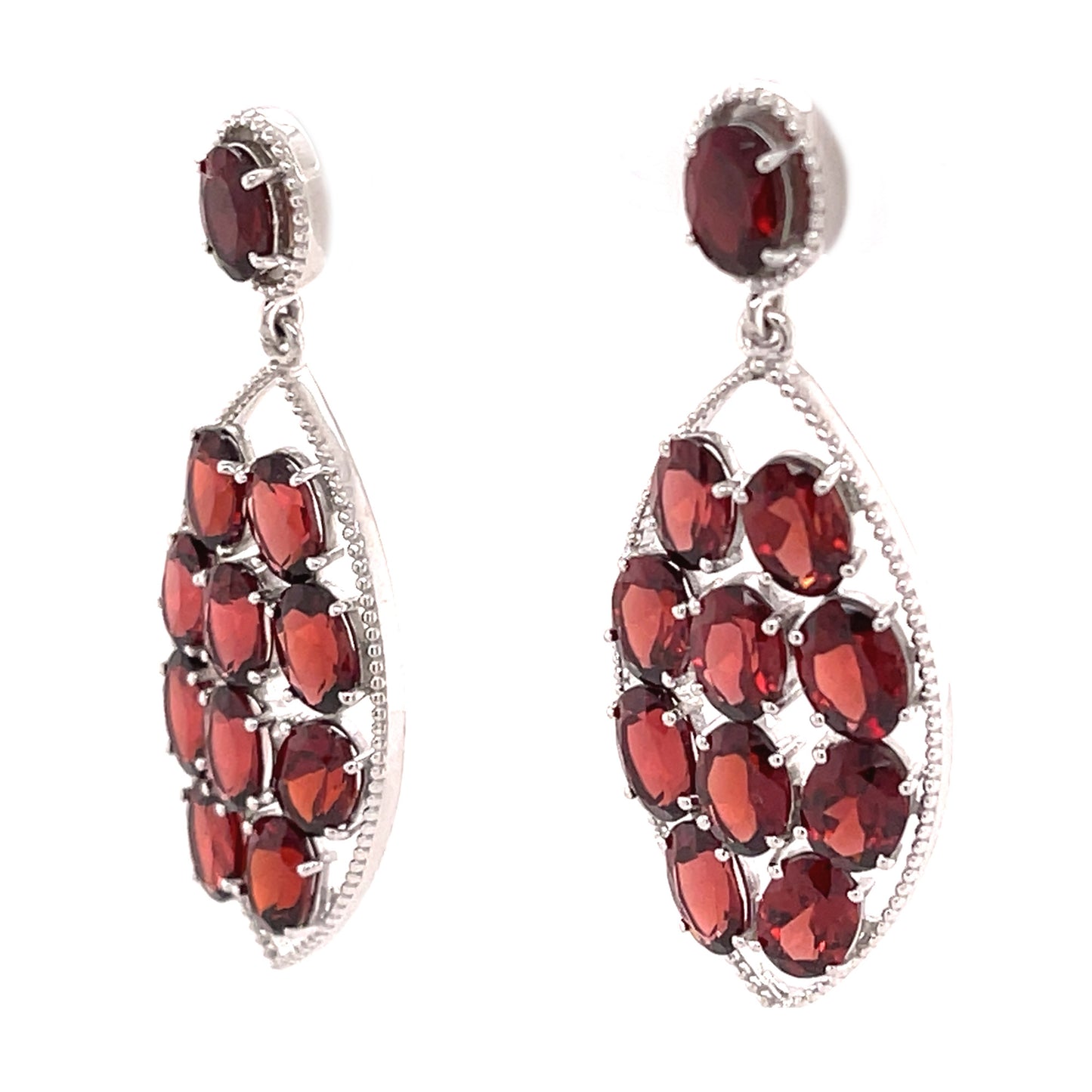 925 Sterling Silver Red Garnet Dangle Earring - Pinctore
