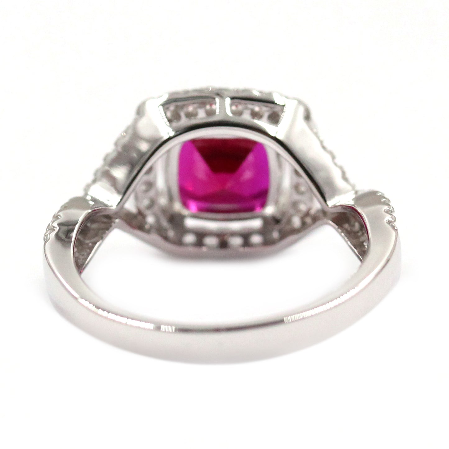 925 Sterling Silver Created Ruby, Created White Sapphire Ring - Pinctore