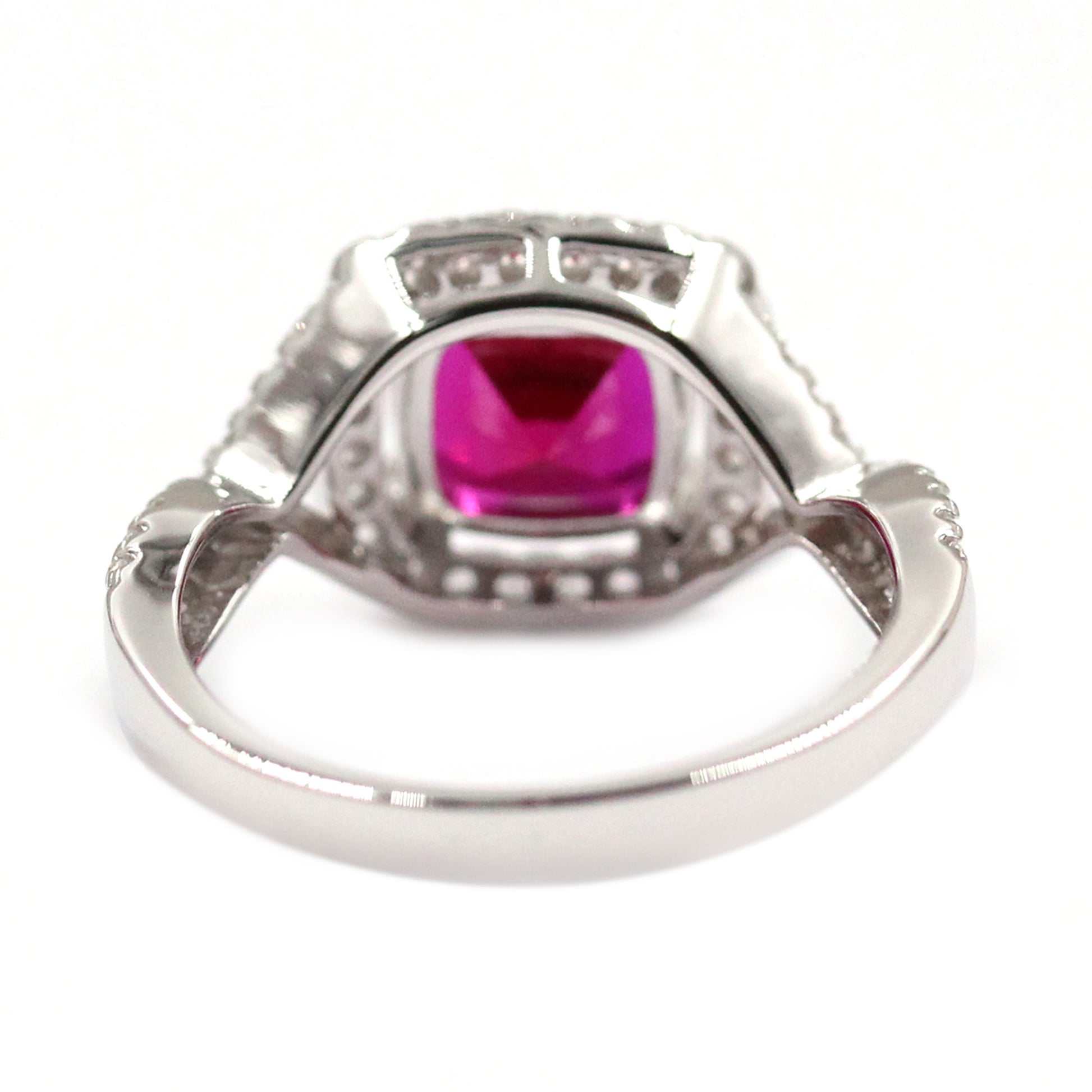 925 Sterling Silver Created Ruby, Created White Sapphire Ring - Pinctore