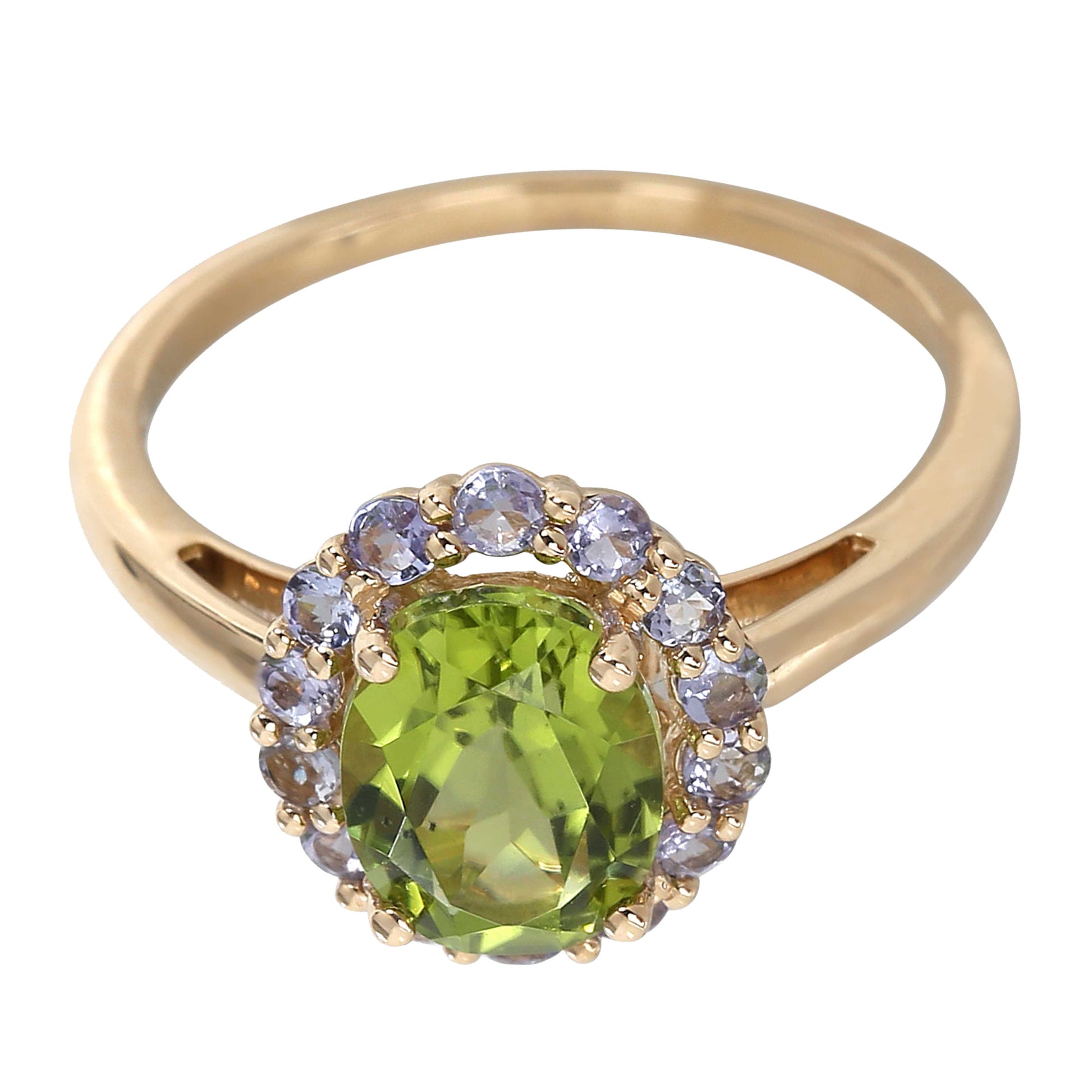 14kt Yellow Gold Peridot, Tanzanite Ring - Pinctore