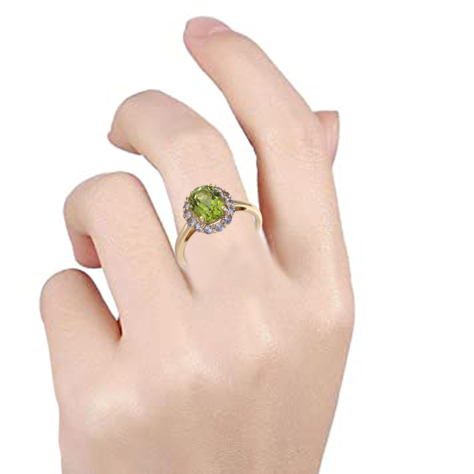 14kt Yellow Gold Peridot, Tanzanite Ring - Pinctore