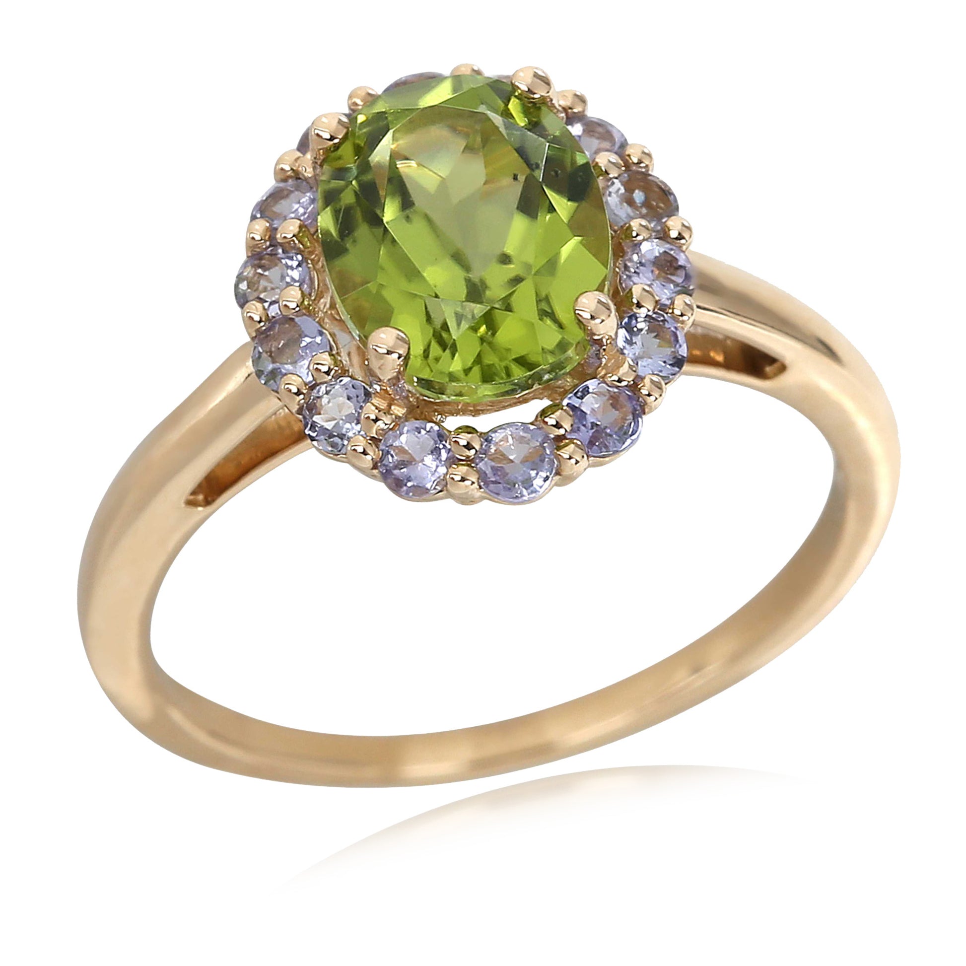 14kt Yellow Gold Peridot, Tanzanite Ring - Pinctore