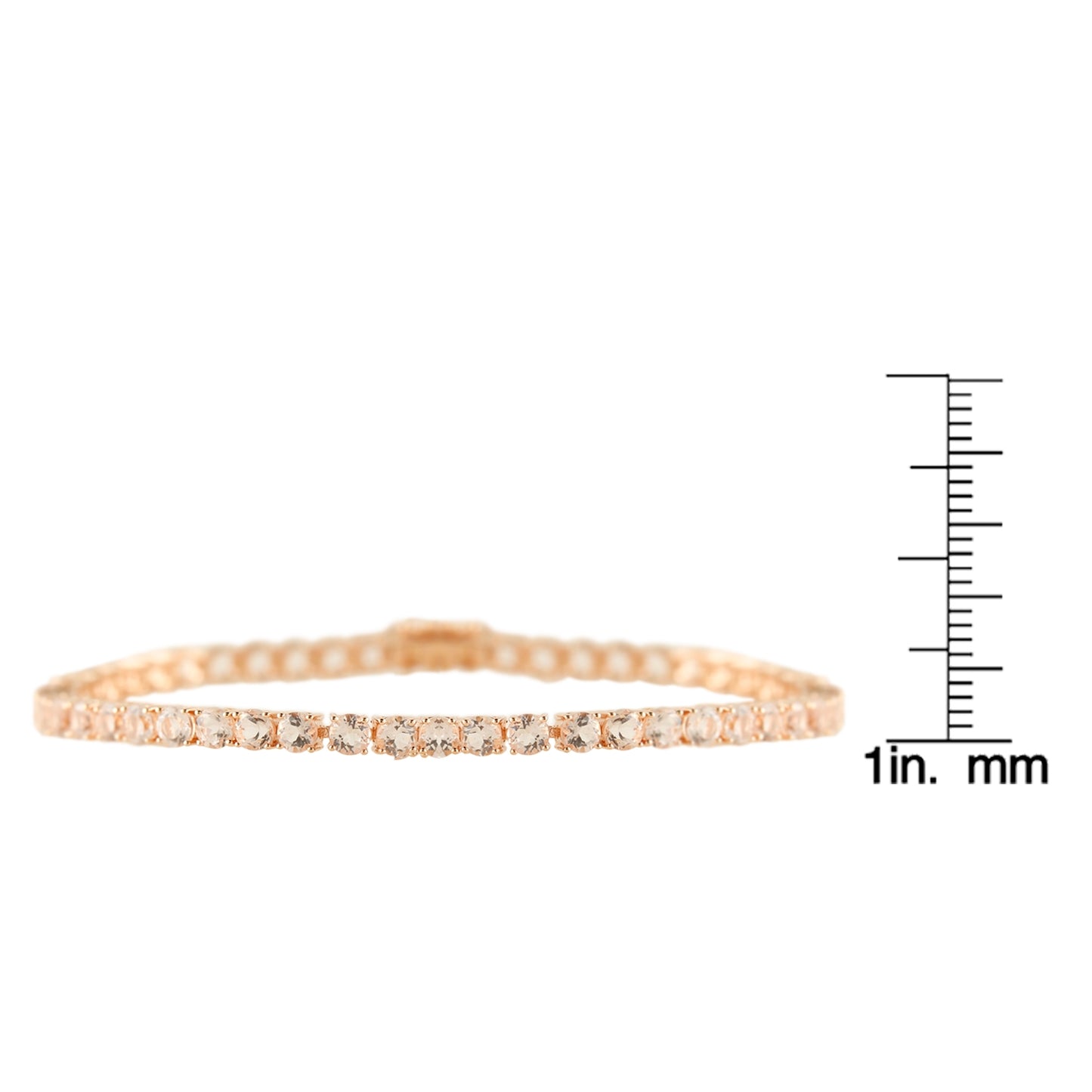 14K Rose Gold Over Sterling Silver Morganite Tennis Bracelet - Pinctore