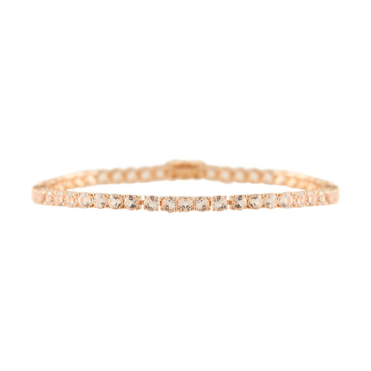 14K Rose Gold Over Sterling Silver  Morganite Tennis Bracelet - Pinctore