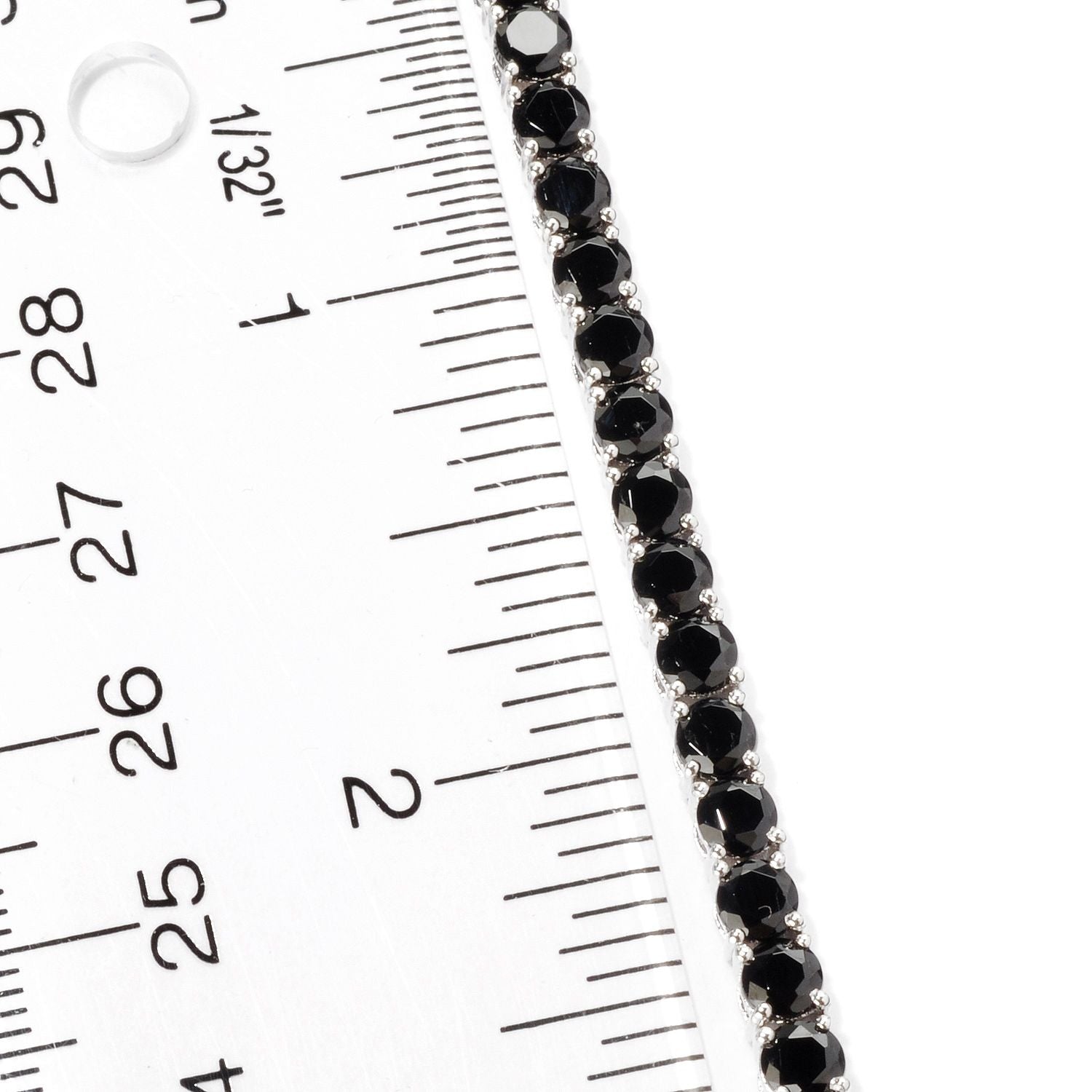 Pinctore Sterling Silver Black Spinel Round Tennis Bracelet - pinctore