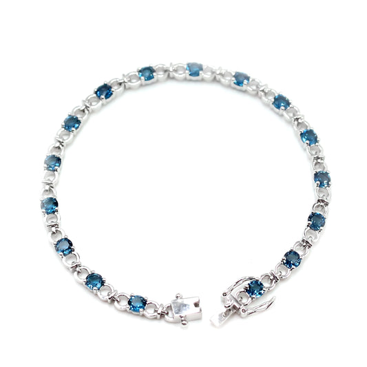 925 Sterling Silver London Blue Topaz Tennis Bracelet