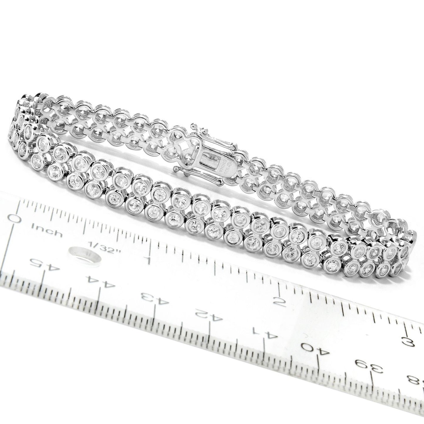 Pinctore Sterling Silver 11.07ctw White Topaz Tennis Bracelet