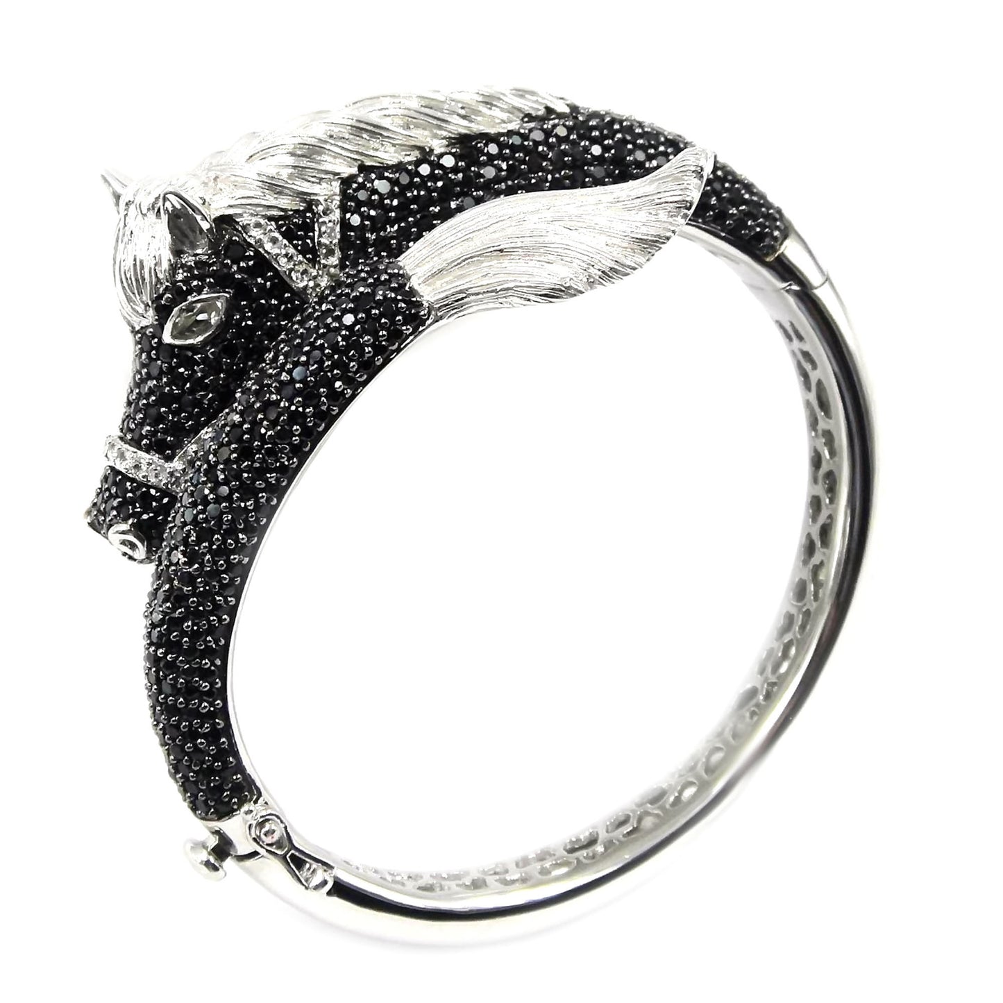 925 Sterling Silver Black Spinel,Crystal,White Topaz Bracelet - Pinctore