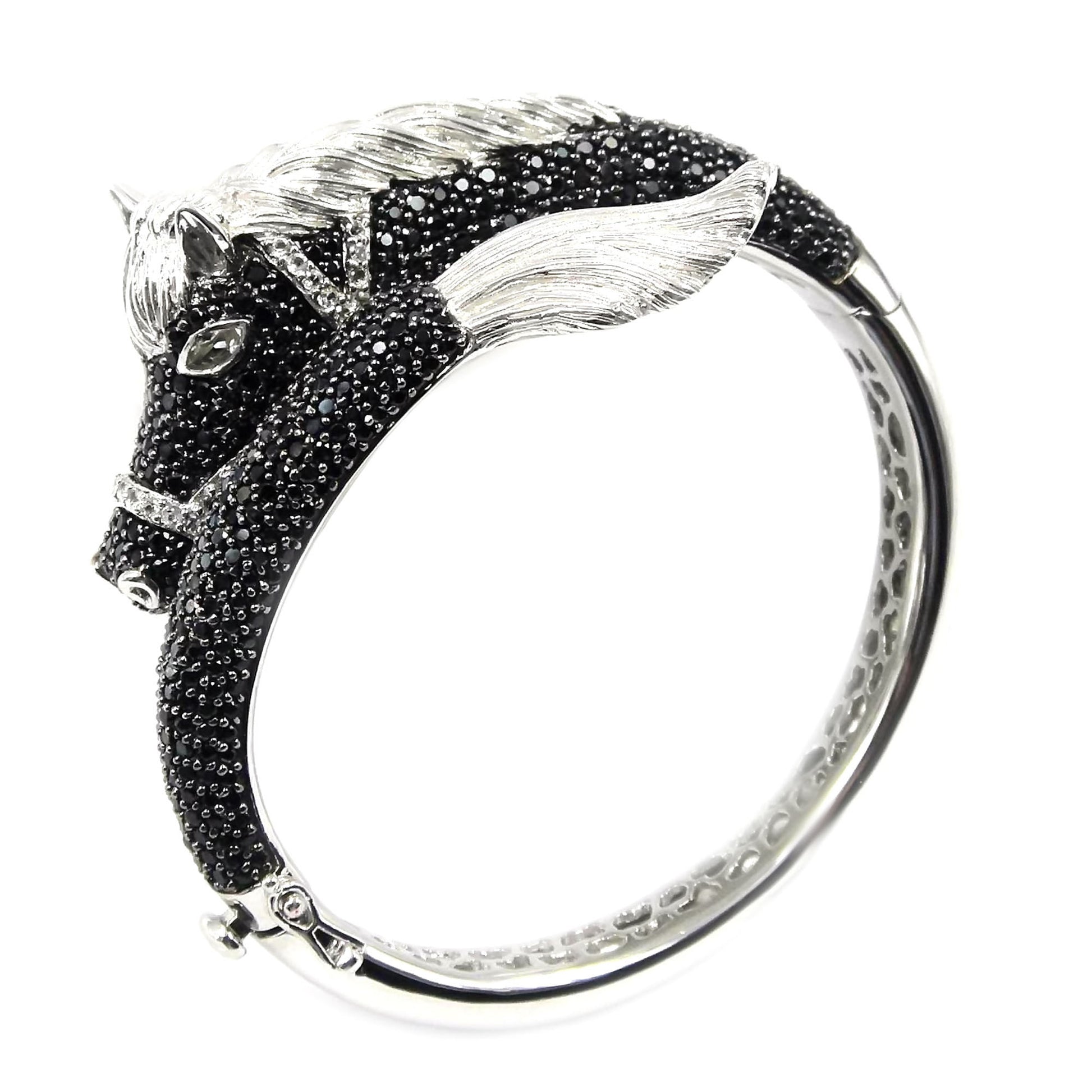 925 Sterling Silver Black Spinel,Crystal,White Topaz Bracelet - Pinctore