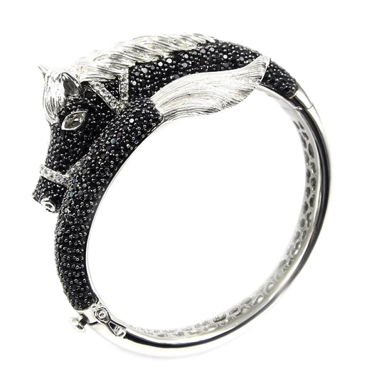 925 Sterling Silver Black Spinel,Crystal,White Topaz Bracelet - Pinctore