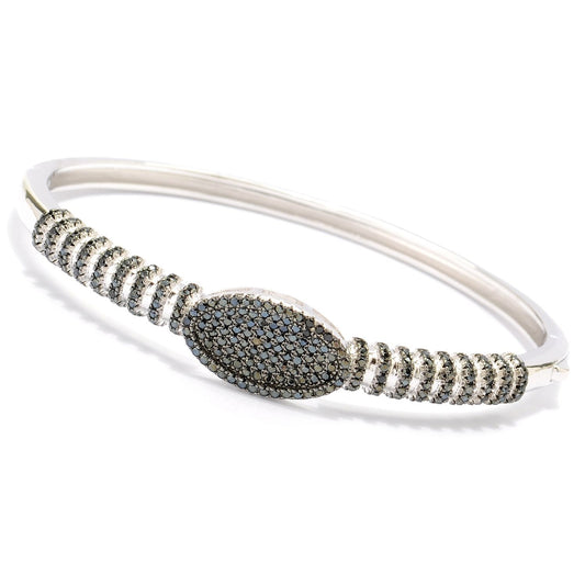 Pinctore Sterling Silver 1.62ctw Spinel Oval & Striped Bangle Bracelet, 8"