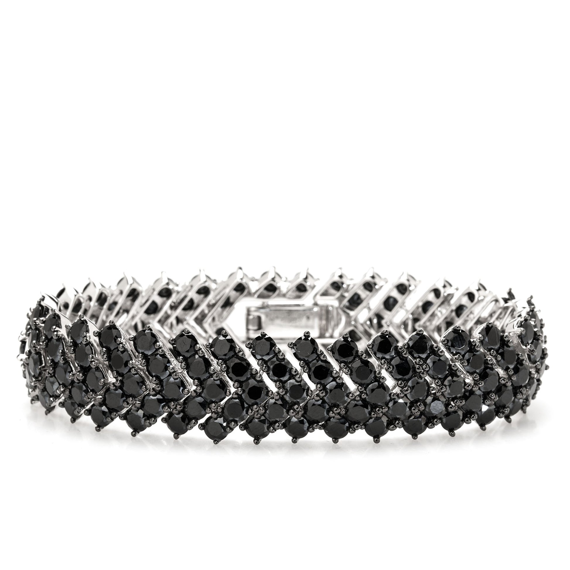 Sterling Silver Spinel Chevron Link Bracelet - Pinctore