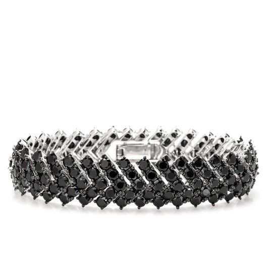 Sterling Silver Spinel Chevron Link Bracelet - Pinctore