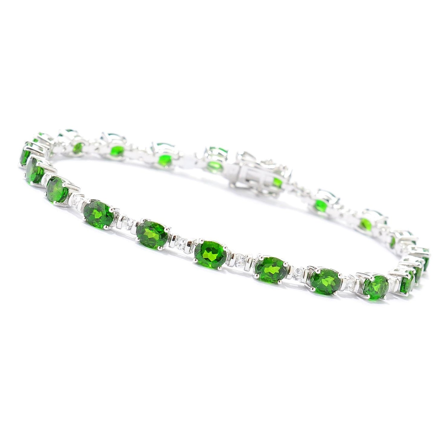 Pinctore Sterling Silver 92ctw Chrome Diopside Tennis Bracelet - pinctore