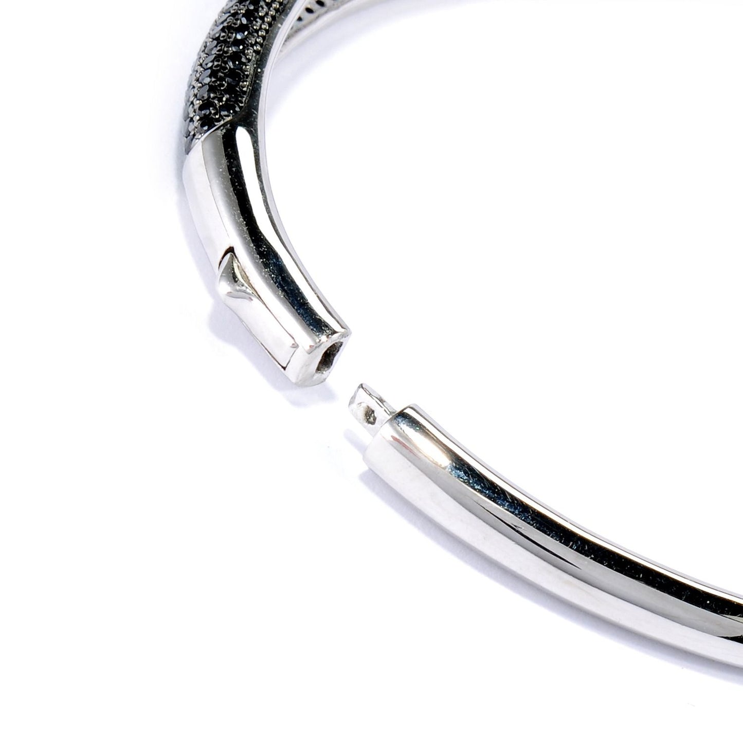 Pinctore Sterling Silver Black Spinel Neon Blue Apatite Bangle