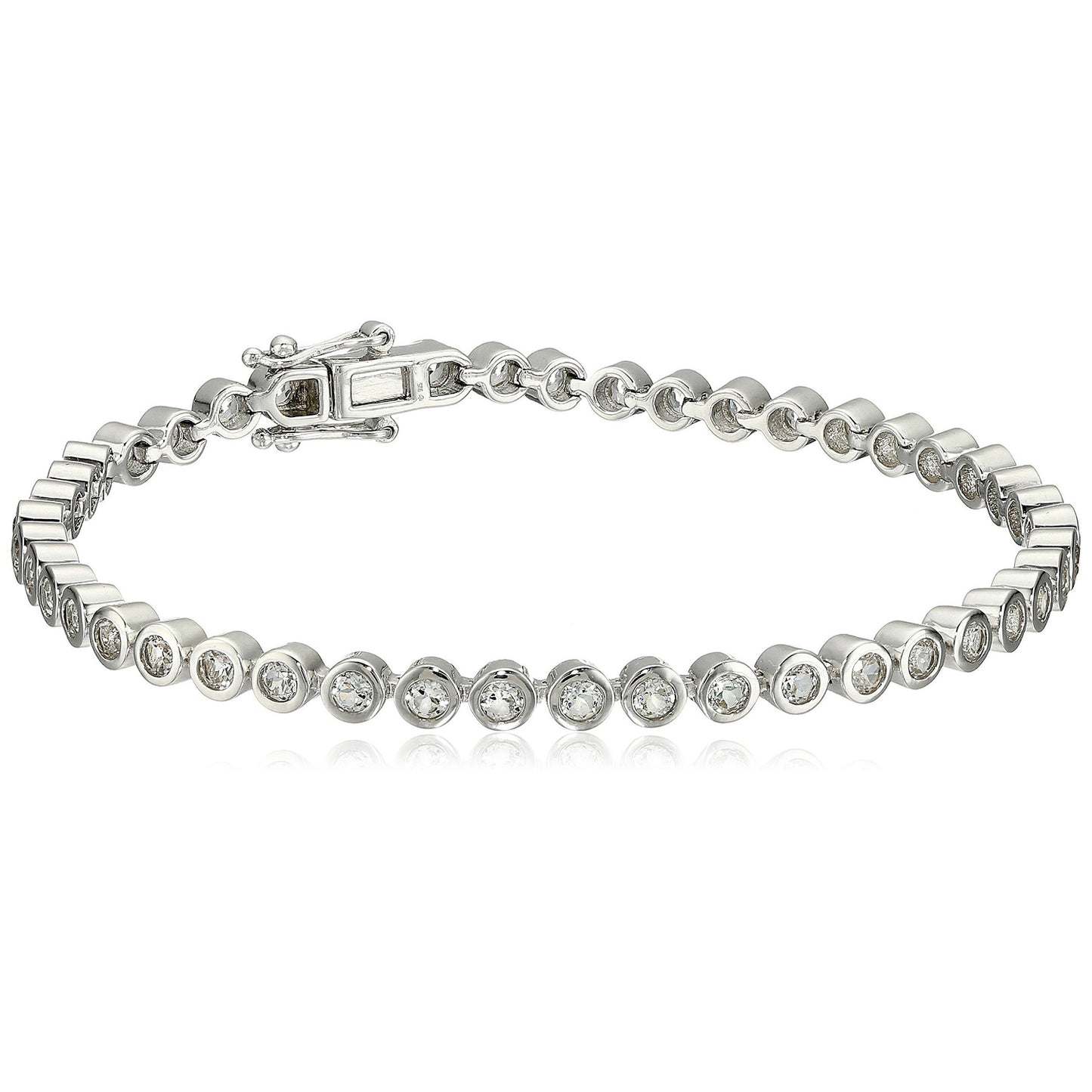 Pinctore Sterling Silver White Topaz Round Tennis Bracelet, 7.25"