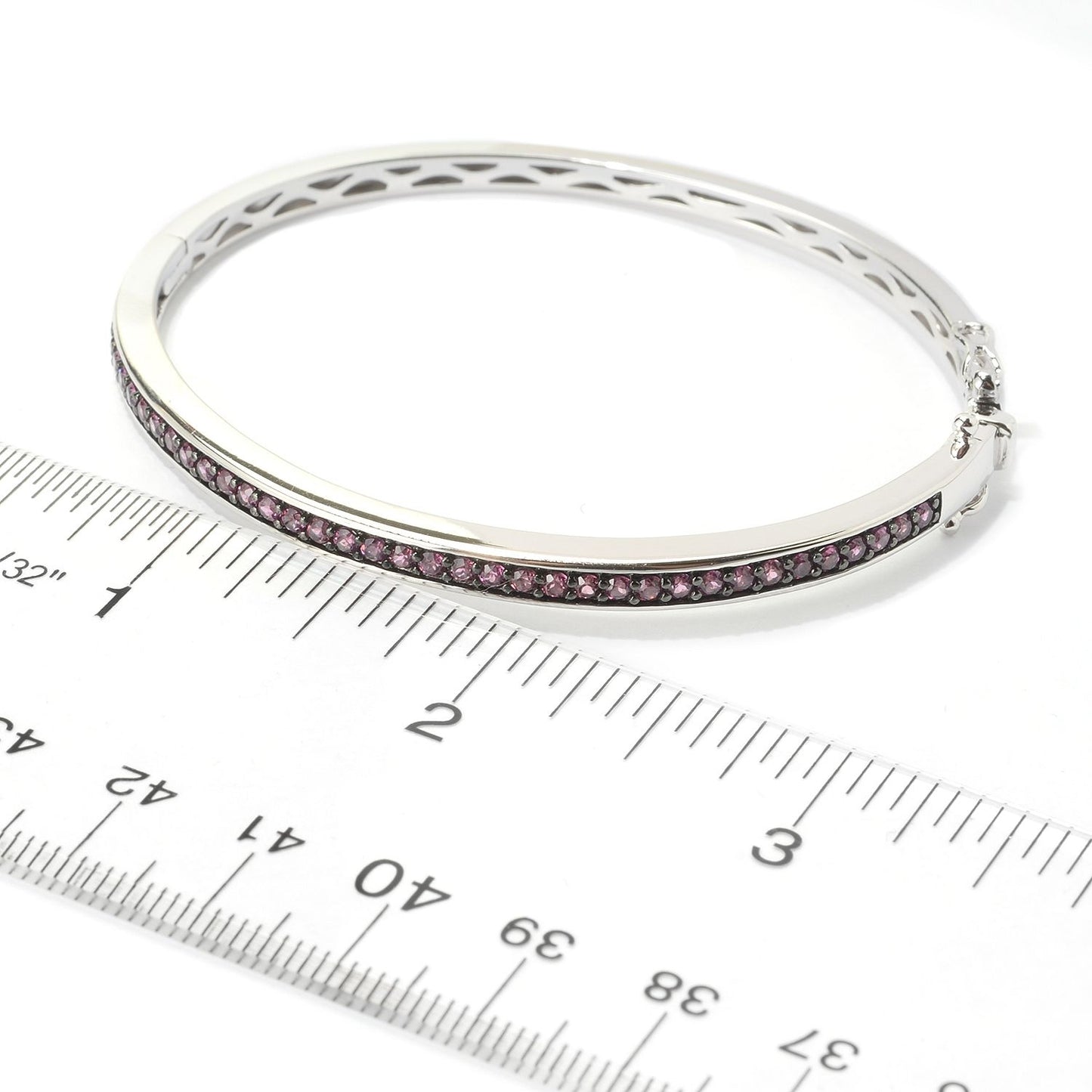 Pinctore Sterling Silver 1.96ctw Rhodolite Bangle Bracelet