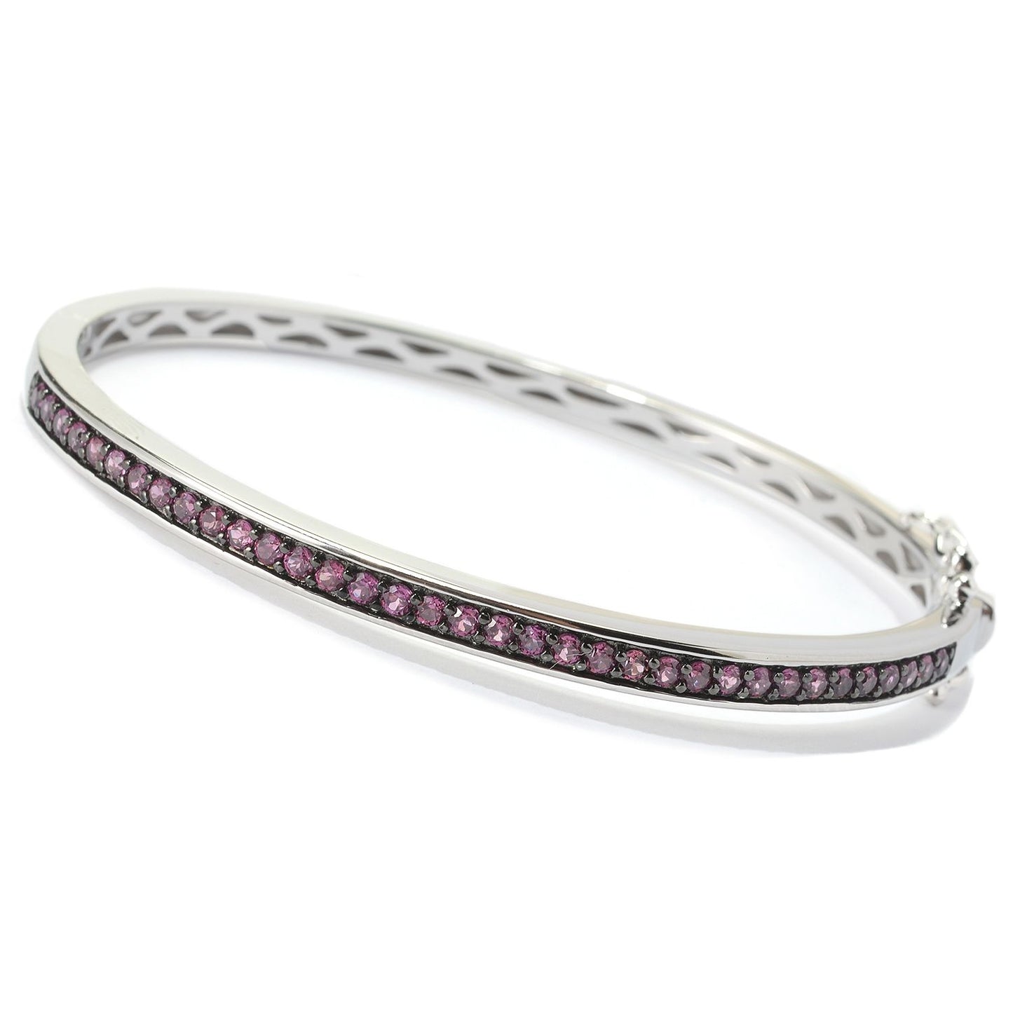 Pinctore Sterling Silver 1.96ctw Rhodolite Bangle Bracelet - pinctore