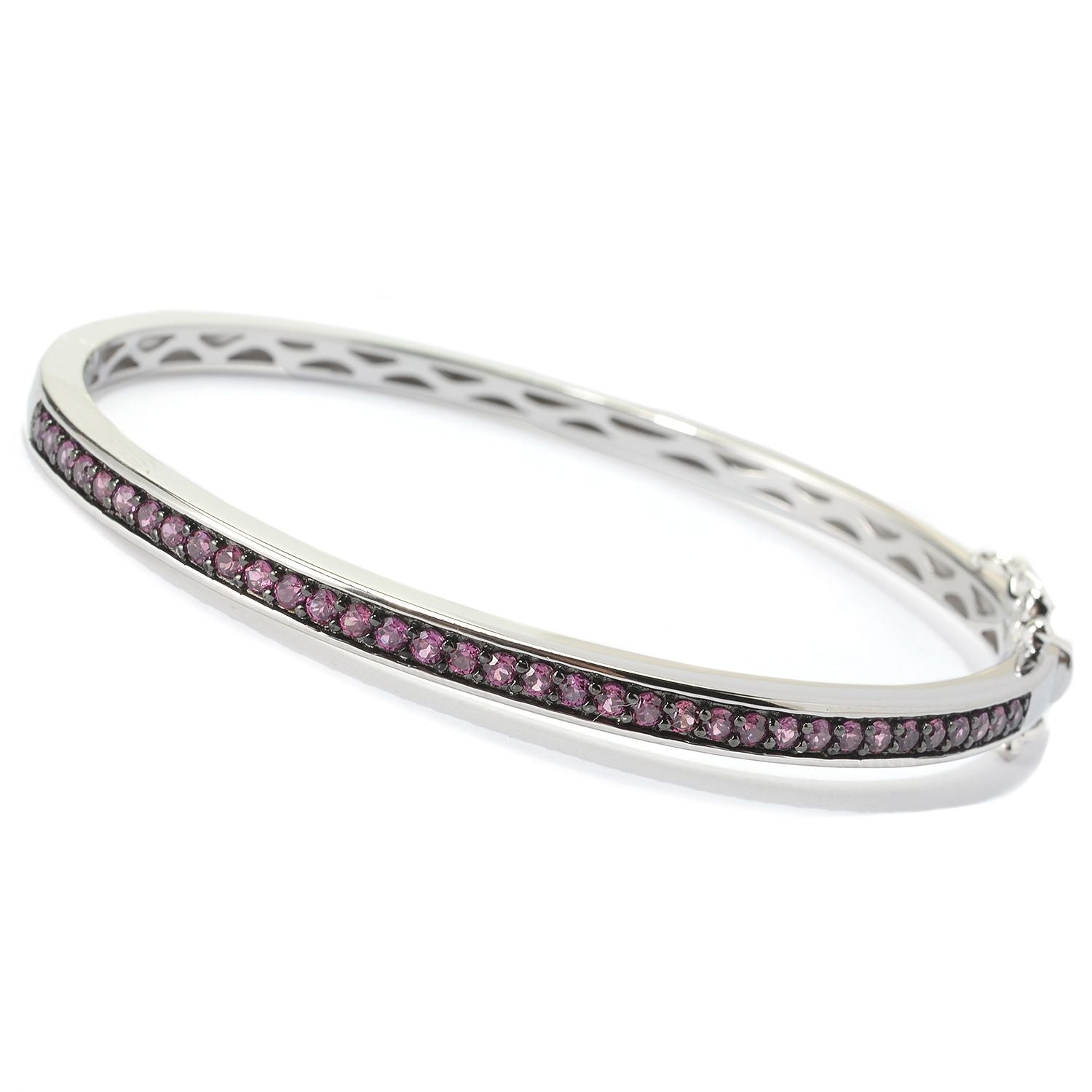 Pinctore Sterling Silver 1.96ctw Rhodolite Bangle Bracelet - pinctore