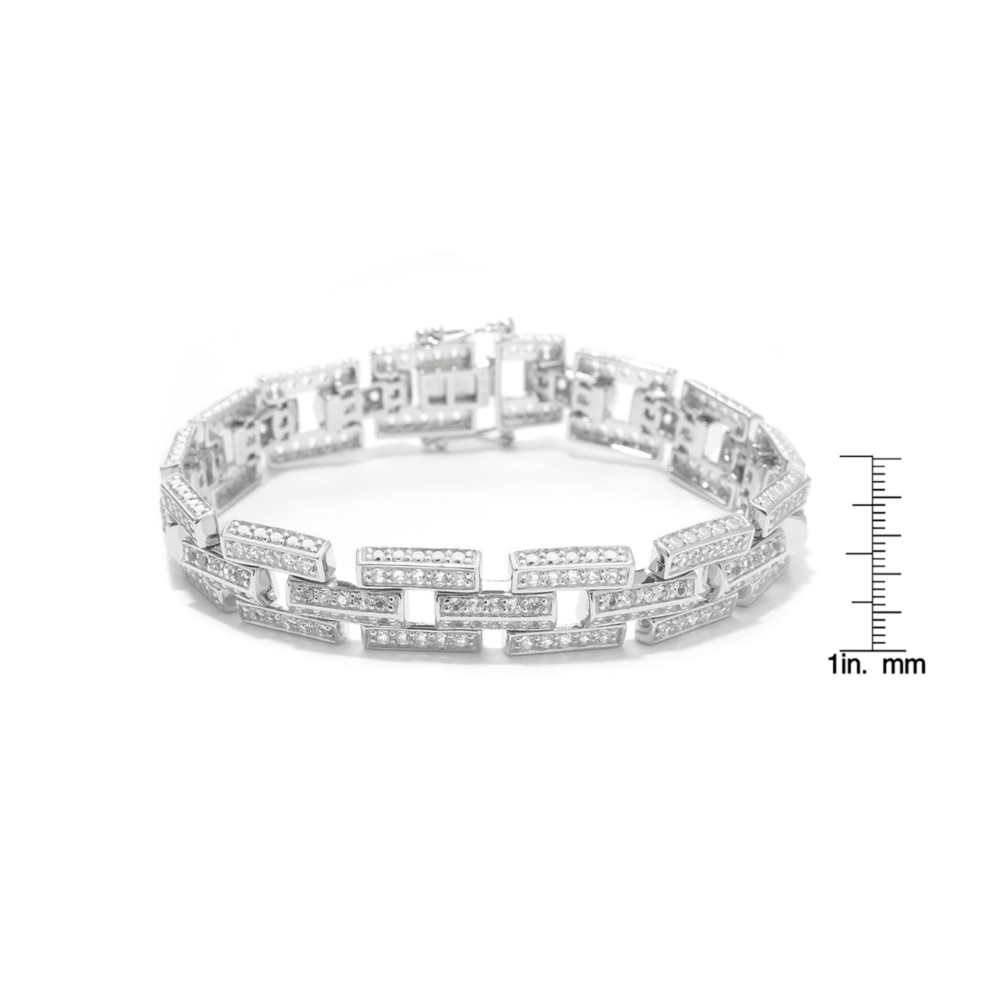 Pinctore Sterling Silver 53ctw White Topaz Link Bracelet