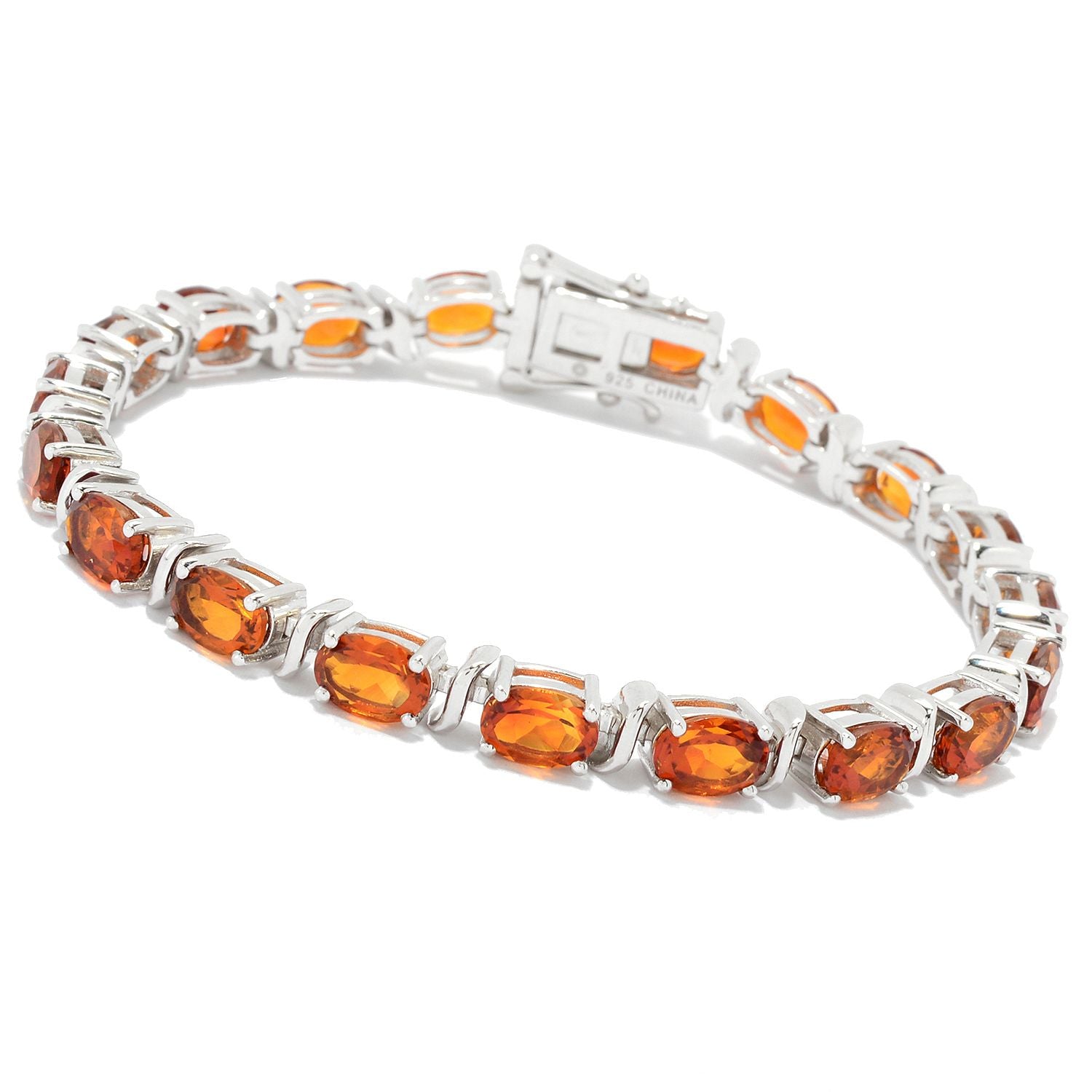 Pinctore Sterling Silver Choice of Length Madeira Citrine Line Bracelet, 7.25"